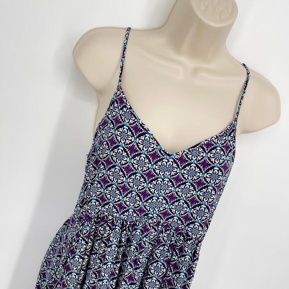 Express Dress NEW Womens Sz S Purple Multicolor Spaghetti Strap Gathered Waist - Picture 2 of 7